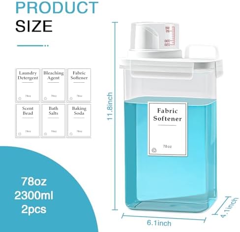 3 Pack Laundry Detergent Dispenser, 78oz Laundry Soap Dispenser, Refluxable Laundry Detergent Container, Plastic Liquid Laundry Detergent Dispenser for Laundry Room Organization with 6 Labels - Image 4