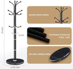 Metal Coat Rack Stand, Modern Freestanding Coat Rack with Natural Marble Base, Black Coat Racks and Coat Hall Tree Hanger Stand with 12 Hooks for Entryway, Hallway, Office - Image 2