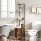HOOBRO Corner Cabinet with LED Light, Corner Shelf Stand with Storage and Doors, 5-Tier Industrial Corner Bookshelf, 59” Tall Display Rack Shelf, for Living Room, Kitchen, Rustic Brown BF147DCJ01 - Image 5