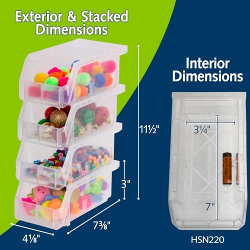ReadySpace Small Stackable Plastic Storage Bins, 12-Pack, Clear - Image 2