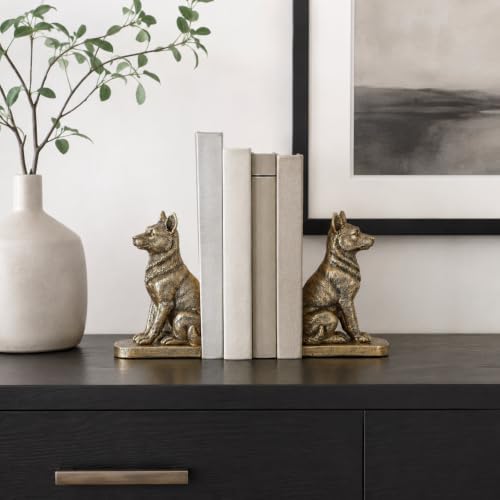 Dog Bookends Set of 2, Antique Gold Resin Dog Book Ends, Decorative Animal Bookends for Bookshelf, Office Desk, Library Shelf, Home Decor and Dog Lover Gifts (Gold) - Image 4