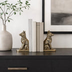 Dog Bookends Set of 2, Antique Gold Resin Dog Book Ends, Decorative Animal Bookends for Bookshelf, Office Desk, Library Shelf, Home Decor and Dog Lover Gifts (Gold) - Image 4