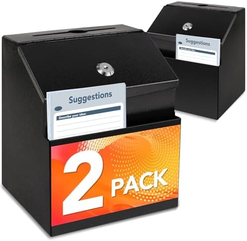 Suggestion Boxes with Slot and Lock,2 Pack Metal Donation Boxes by LINSIRON