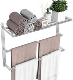 24 inch Towel Racks for Bathroom, VOTZAAQ Towel Shelf with Double Towel Bar, Stainless Steel Towel Storage for Lavatory Wall Mounted, 3-Tier Towel Hanger Towel Holder, Brushed Nickel by VOTZAAQ
