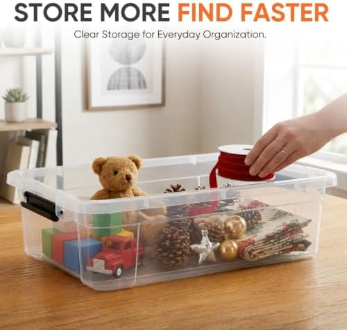 Superio Storage Bins with Lids, Clear Plastic Containers for Organizing, Stackable Totes, BPA Free, Odor Free, Organizer Boxes for Home, and Dorm (3 Pack, 22.75 Qt) - Image 2