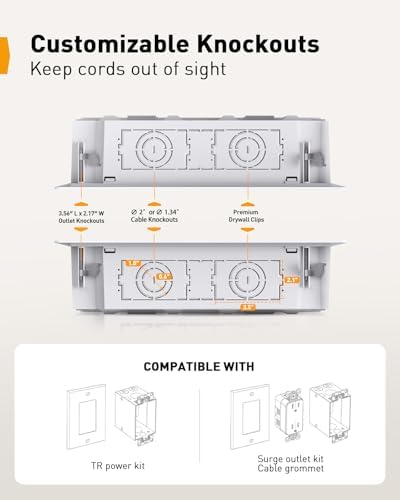 Perlegear 17″ in-Wall Media Box, Electrical Box, Cable Management Kit - Image 3