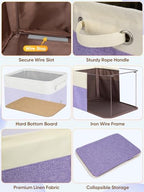 BALEINE 4 Pack Fabric Closet Storage Bins for Shelves, Linen Closet Organizers and Storage, Decorative Baskets for Organizing, Shelf, Clothes, Home, Office (Lavender, 15''x11''x9.5'') - Image 6
