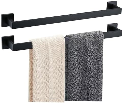 JOPOFI 2 Piece Towel Bar - 23.6 Inch Bathroom Towel Holder - Matte Black by JOPOFI