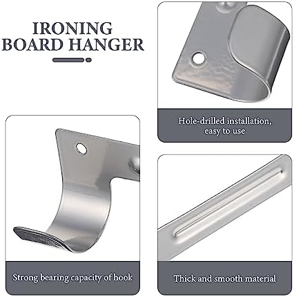 Ironing Board Cover pad Board Ironing Wall Hook Iron Hanger Rack Mount Holder Mounted Hooks Storage Organizer Metal Bracket Hanging Stand Tool Towel Heat-Resistant - Image 7