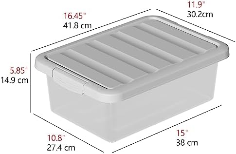2-Pack Medium Storage Bins with Lids, 14 Quart Stackable Box - Image 2