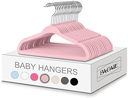 BAGAIL 50 Pack Kids Velvet Hangers 11 Inches Children's Clothes Hangers Non-Slip Baby Hangers for Infant/Toddler (Blush Pink) by BAGAIL