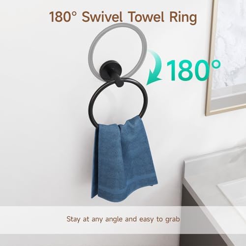 USHOWER 4PCS Matte Black Bathroom Accessories Set, 18-Inch Towel Bar Set - Image 4