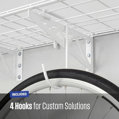SafeRacks Steel Garage Wall Shelves 2-Pk w/Hooks, 500lb, White (24x48) - Image 5
