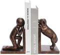 Decorative Bookends for Shelves, Human & Dog Antique Copper Resin Book Ends by Unknown