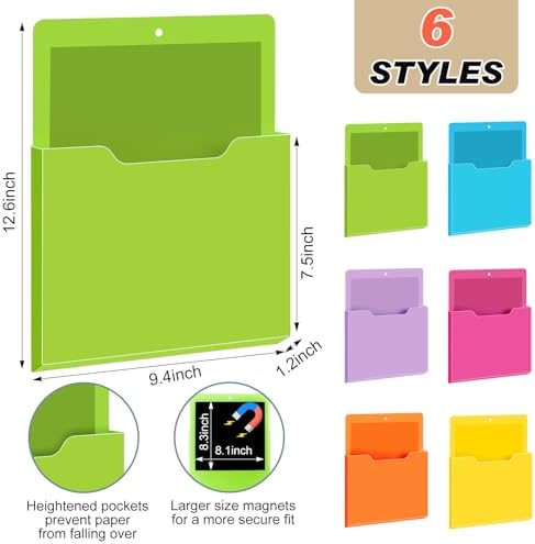 Fuutreo Magnetic Wall File Holder,6pcs,Bright Color,Vertical-large - Image 2