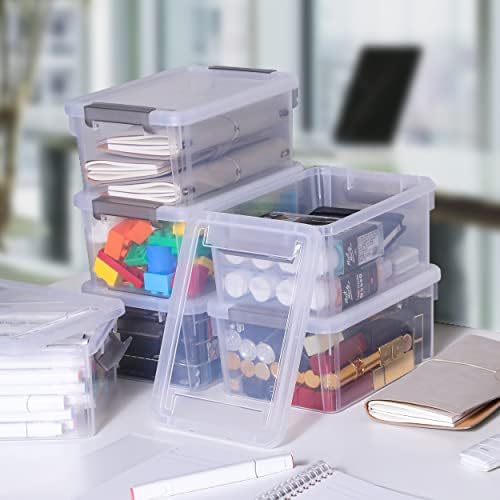 Citylife 4 Packs Small Storage Bins with Lids 3.2 QT Plastic Storage Containers for Organizing Stackable Clear Storage Boxes - Image 4