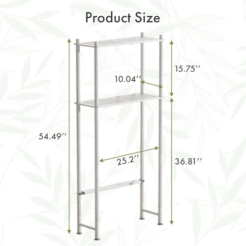 AmazerBath Bamboo Over The Toilet Storage Shelf, 2-Tier Over Toilet Bathroom Organizer Rack, Bathroom Shelves Over Toilet Space Saver, White - Image 2