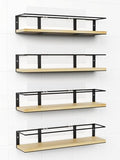 Spice Rack, Self-Adhesive or drilling, Rustic Style Hanging Spice Rack, Spice Organization for Cabinet Door or Wall Mount, Over The Stove, Kitchen Wall, 4-Pack, Wood Color by GIGIFTREE