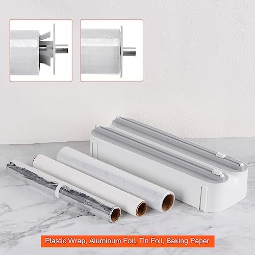 uxcell 3 in 1 14"x2.6" Plastic Wrap Dispenser with Cutter and Magnetic Bottom, Suitable for Tin Foil, Plastic Cling Wrap, Aluminum Foil - Gray - Image 6