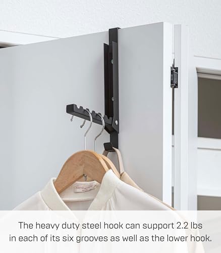 YAMAZAKI Home Smart Over The Door Coat Hook Organizer Collapsible Foldable Rack for Entryway Or Bedroom Closet - 2-Hook - Steel - Image 5