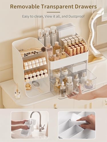 Booklov Small Makeup Organizer for Vanity Countertop, White - Image 5