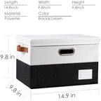 PRANDOM Foldable Storage Bins with Lids [3-Pack] Fabric Collapsible Storage Boxes Baskets Cubes Containers with Handles for Closet Living Room Bedroom (Black & White 14.9x9.8x9.8'') - Image 3