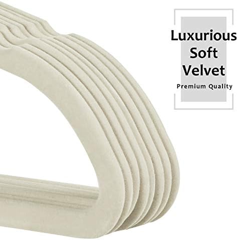 VECELO Premium Velvet Clothes Hangers Suit Heavy Duty (60 Pack)-Non Slip & Space-Saving with 8 Finger Clips & Tie Rack Excellent for Men and Women,Beige - Image 4