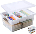 MACOPRO 17QT Clear Plastic Box Craft Storage Bin with Removable Tray & Lid by MACOPRO