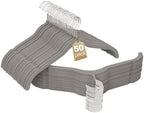 Velvet Shirt Hangers 50 Pack, No Shoulder Bumps for Clothes (Grey) by UEAKPIC