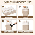 Woven Laundry Basket for Clothes, 80 L Large Rectangle Laundry Hampers with Beads Tassel, Nursery Storage Basket for Toys, Tall Dirty Clothes Hamper for Bedroom Aesthetic, Laundry Room Organization - Image 6