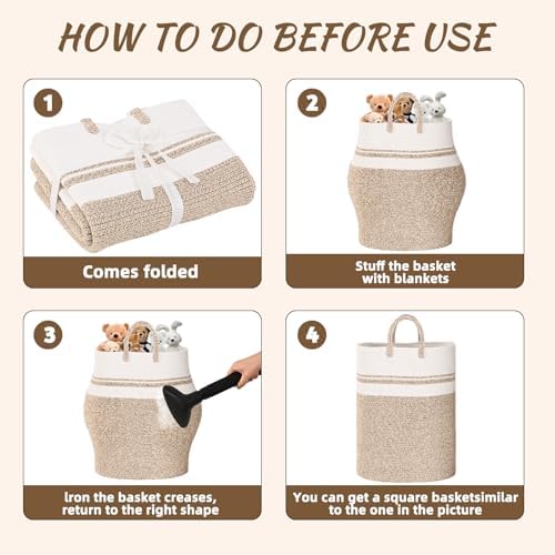 Woven Laundry Basket for Clothes, 100 L Large Rectangle Laundry Hampers, Nursery Storage Basket for Toys, Tall Dirty Clothes Hamper for Bedroom Aesthetic, Bathroom, Laundry Room - Image 6