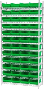 Akro-Mils 30150 Heavy Duty Plastic Shelf Bins, 12"x 8"x 4", Green, 12-Pack - Image 6