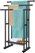 Kayfia 40'' Freestanding 3 Tier Alloy Steel Towel Rack with Storage Basket by Kayfia