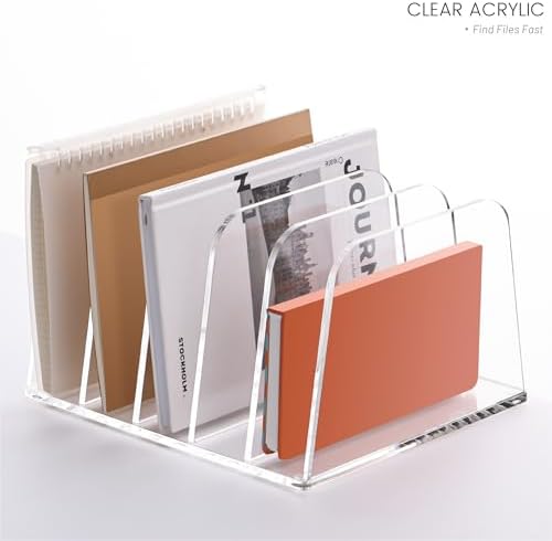 YUXUN Desk File Organizer,5-Section Vertical Clear Acrylic Desk Organizer File Holder Mail Sorter Office Organization for Office Home &Classroom（B5） - Image 7