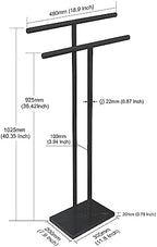 40 Inch Freestanding Towel Rack for Bathroom Floor Double-T Shape Bath Sheet Holder with Marble Design Base Standing Towel bar Next to Tub or Shower Towel Holder Stand SUS304 Matte Black - Image 2