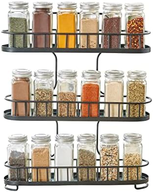Spectrum Yumi Small Three Tier Spice Rack Black for Countertop Cabinets Cupboards Kitchens, 3 Tier Spice Organizer Shelf Rack Wire Basket for Modern Kitchens, Spice Rack Stand for Counter Organization - Image 2