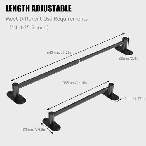 Towel Bar, Adhesive or Drill Wall Mount, Matte Black, 2 Pack - Image 3