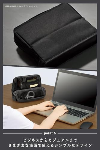 KOKUYO Pencil Case Pouch, Haco-Biz Standing Pen Pouch Bag, Foldable Stand up Pencil Holder Organizer, Large Capacity Portable Pencil Box for Office Supplies, Black - Image 6
