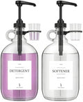 2 Pcs Glass Liquid Laundry Detergent Dispenser with Cup Holders, Half Gallon Dispenser for Laundry Room (64 oz. Each), Laundry Detergent Bottles with Pump Dispenser - (Black Pumps) by onsogi