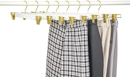 Amber Home 24 Pack White Wooden Pant Skirt Hangers with Gold Hook - Image 7