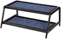 Anji Mountain Heavy Duty Waterproof Wooden Shoe Storage Mat Organizer/Boot Storage Tray Multi Use for Entryway with Coir, Blue and Ivory Insert, 2 Tier, Fits 6 Pair (36.5" Wide) by AnjiMountain