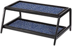Anji Mountain Heavy Duty Waterproof Wooden Shoe Storage Mat Organizer/Boot Storage Tray Multi Use for Entryway with Coir, Blue and Ivory Insert, 2 Tier, Fits 6 Pair (36.5" Wide) by AnjiMountain