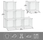 HUBSON Wire Cube Storage Organizer, Book/Toy/Craft/Potted Plants and petCloset Organizers and Storage Shelves, 6-Cube Freely Combinable Metal Grids Storage Shelf,White Plus Iron - Image 3