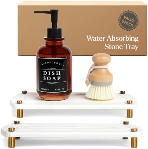 2PCS Absorbing Stone Soap Tray, Quick Dry Diatomaceous Earth Drying Rack by TWINKLEMOMENT