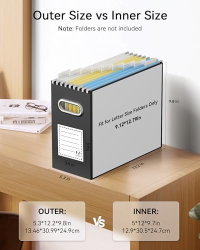 Oterri Portable Collapsible Cardboard File Box with Handle for Letter-Size - Image 2