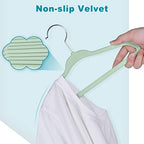 BAGAIL 50 Pack Kids Velvet Hangers 14 Inches Children's Clothes Hangers Non-Slip Baby Hangers for Infant/Toddler (Lime Cream) - Image 4