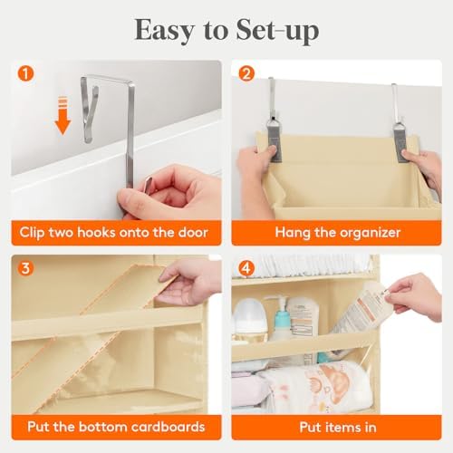 Lifewit 1 Pack Over the Door Organizer, 12 Section Hanging Storage, Beige - Image 7