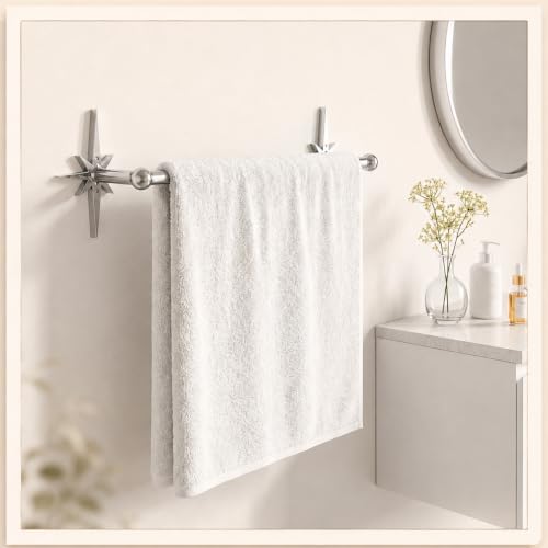 12 Inch Atomic Starburst Towel Bar, Silver Metal Bathroom Towel Rack - Image 6