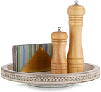 Hanobe Lazy Susan Centerpiece Tray, Round Wooden Turntable Organizer, White by Hanobe