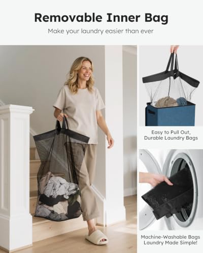 SOLEDI 100L Laundry Hamper with Lid, Large Collapsible Laundry Basket - Image 4